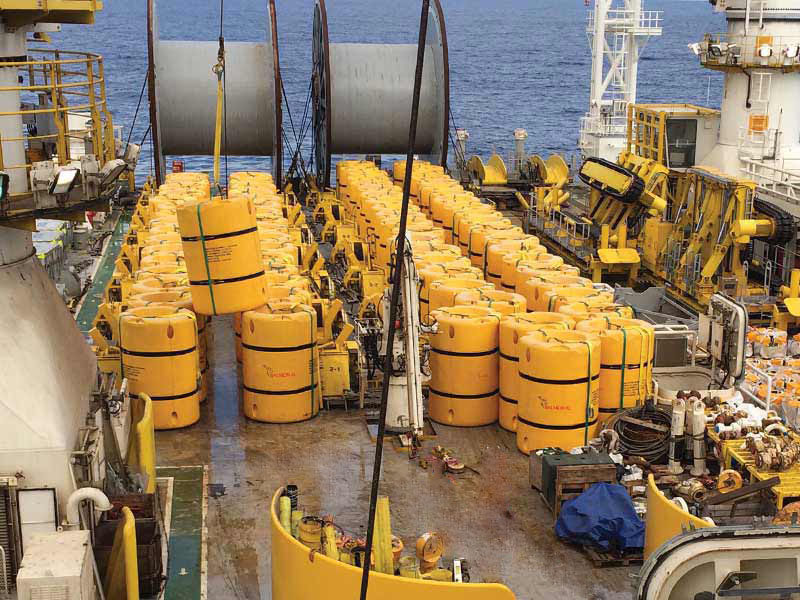 The installation of distributed buoyancy modules